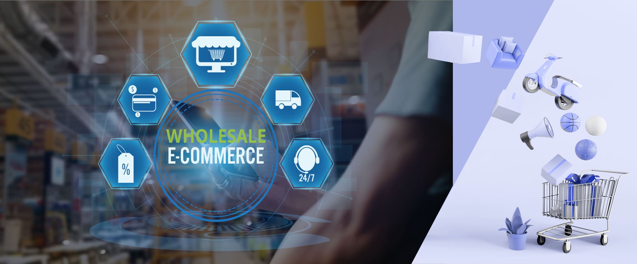 تجارت الکترونیک عمده فروشی فرایند فروش محصولات به صورت عمده به کسب‌وکارهای دیگر از طریق پلتفرم‌های آنلاین است، به جای فروش تکی محصولات به مصرف‌کننده نهایی